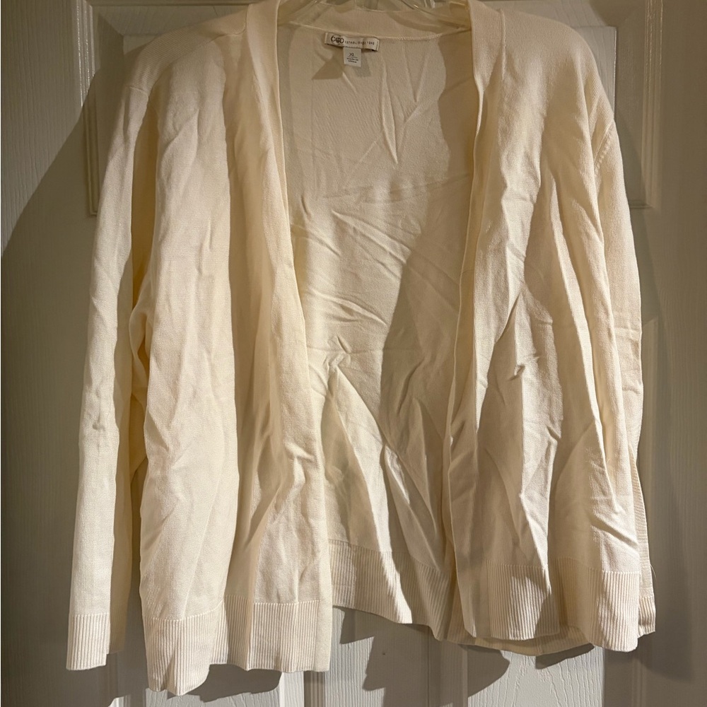 Cato Light Cream Open Front Cardigan